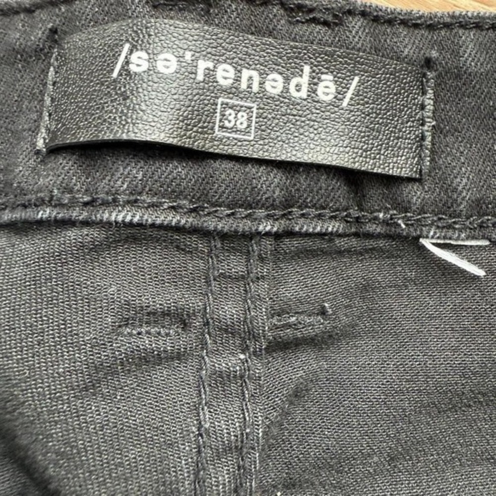 Serenede‎ Mens Black Distressed Skinny Jeans Ripped Streetwear Size 38 - Picture 6 of 7